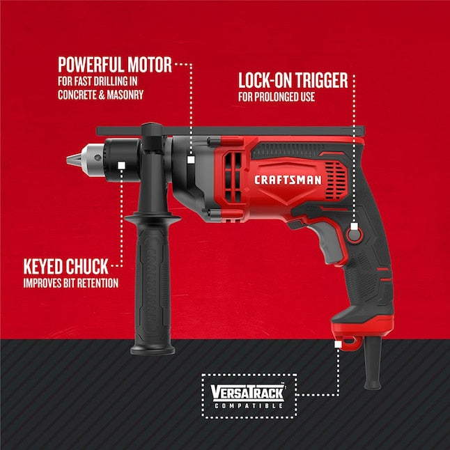 CRAFTSMAN 1/2-in 7-Amp Variable Hammer Drill (Charger Not Included)