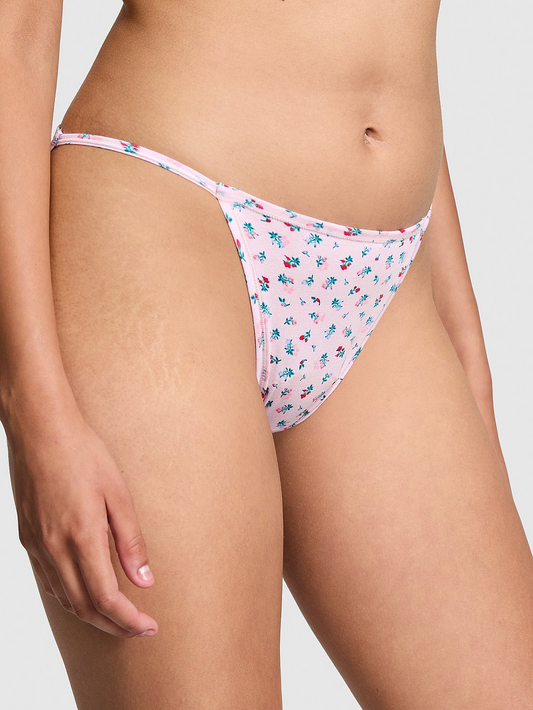 Cotton String Bikini Panty (Pink Tulip Floral Print)