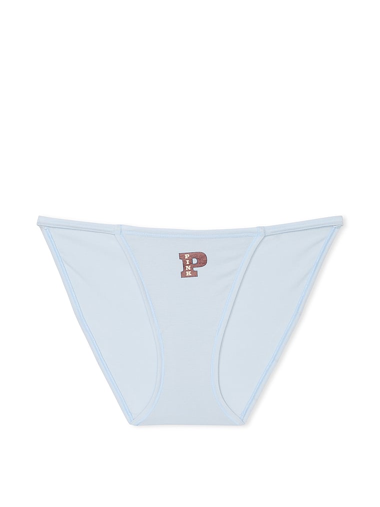 Cotton String Bikini Panty (Hydrangea Blue w Logo Graphic)