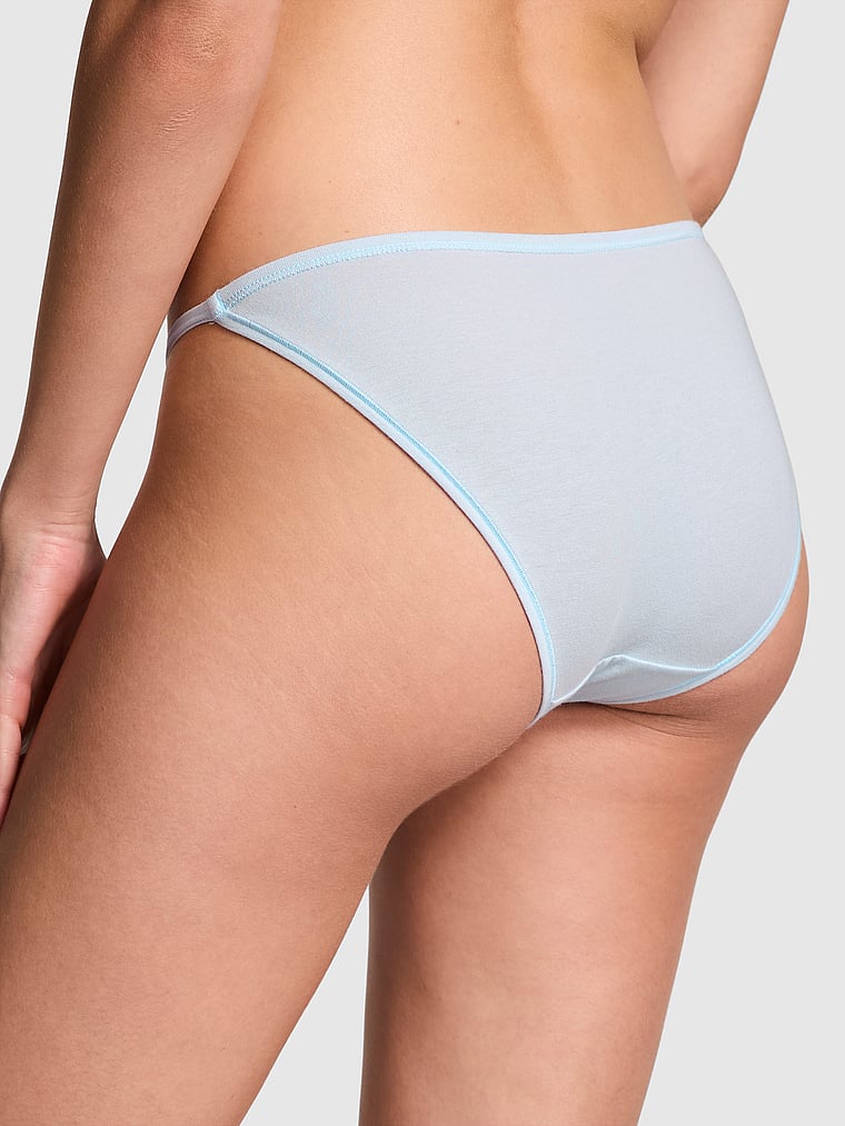 Cotton String Bikini Panty (Hydrangea Blue w Logo Graphic)