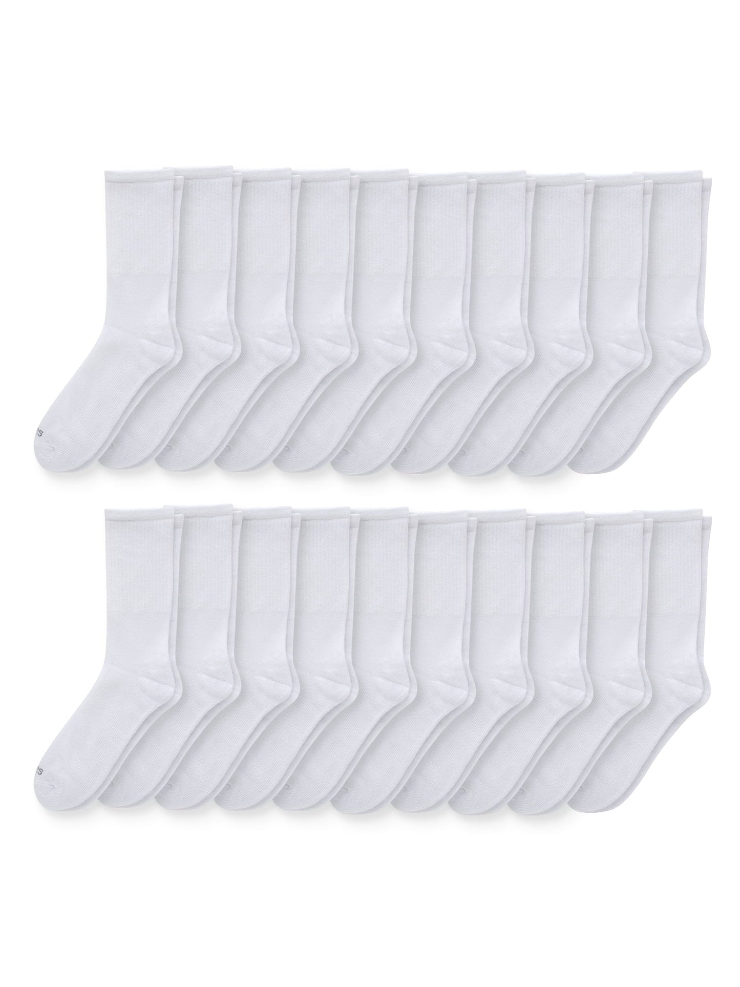 Hanes Men's Moisture-Wicking Crew Socks, 20-Pairs, Sizes 6-12, White