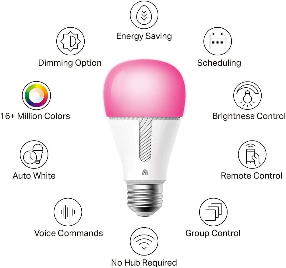 Kasa Smart Light Bulbs, 1000 Lumens High Brightness, 16M Color Changing, Dimmable Smart WiFi Light Bulb, Compatible with Alexa and Google Home, A19, 2.4GHz Wi-Fi only, No Hub Required, KL135(4-Pack)