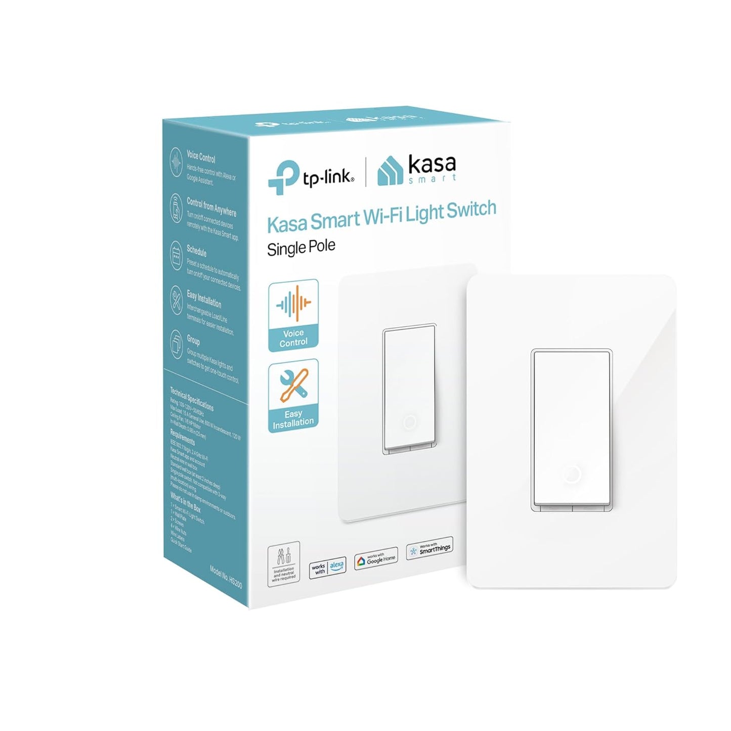 Kasa Smart Light Switch HS200P3, Single Pole, Needs Neutral Wire, 2.4GHz Wi-Fi Light Switch Works with Alexa and Google Home, UL Certified, No Hub Required, 3 Count -Pack of 1 , White