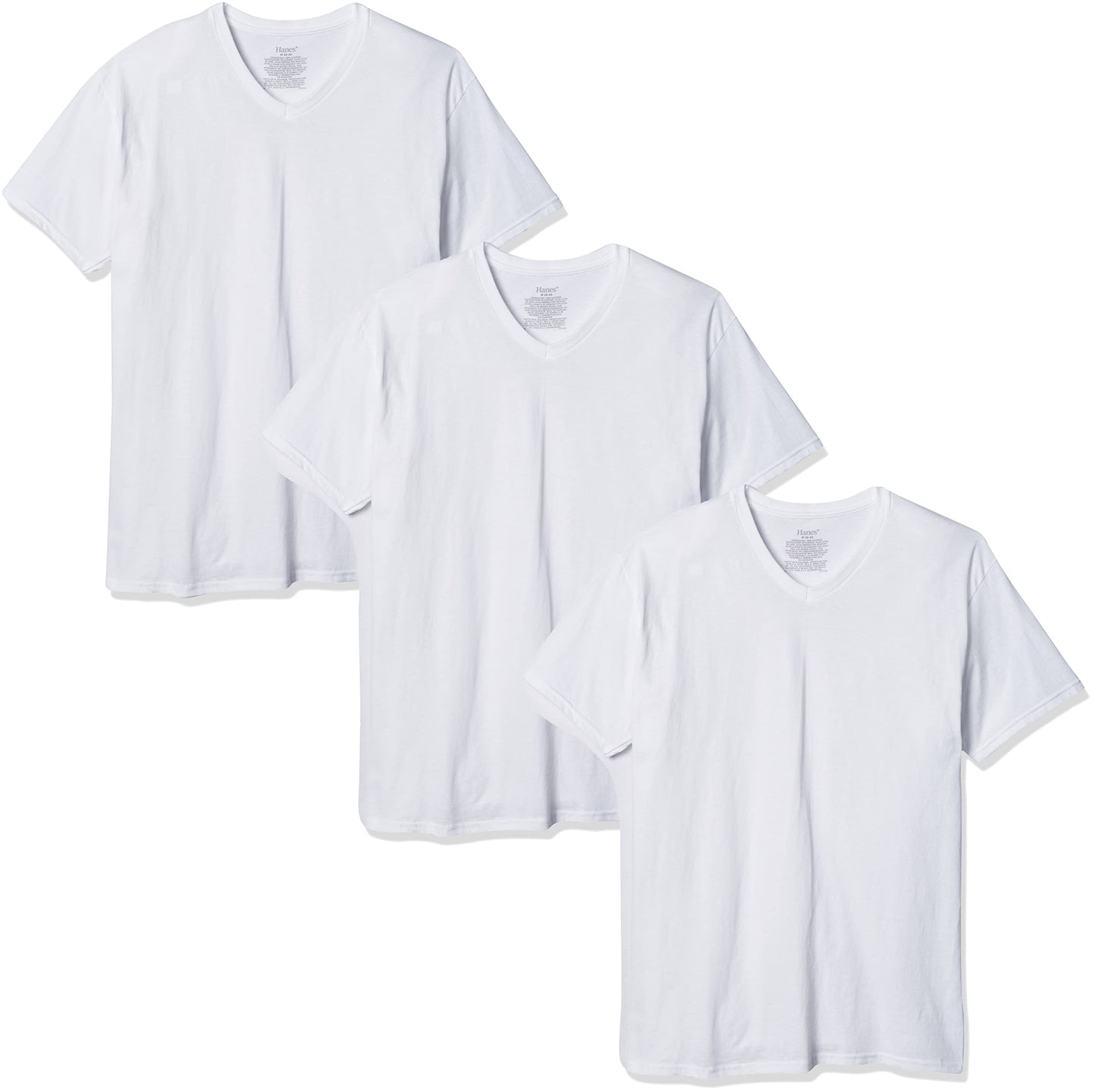 Hanes, Playera Cuello V Caballero 3 Piezas, Talla Grande, Blanco N0036