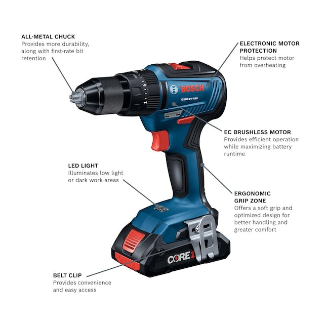 Bosch 1/2-in 18-volt Variable Brushless Cordless Hammer Drill (1-Battery and Charger Included)