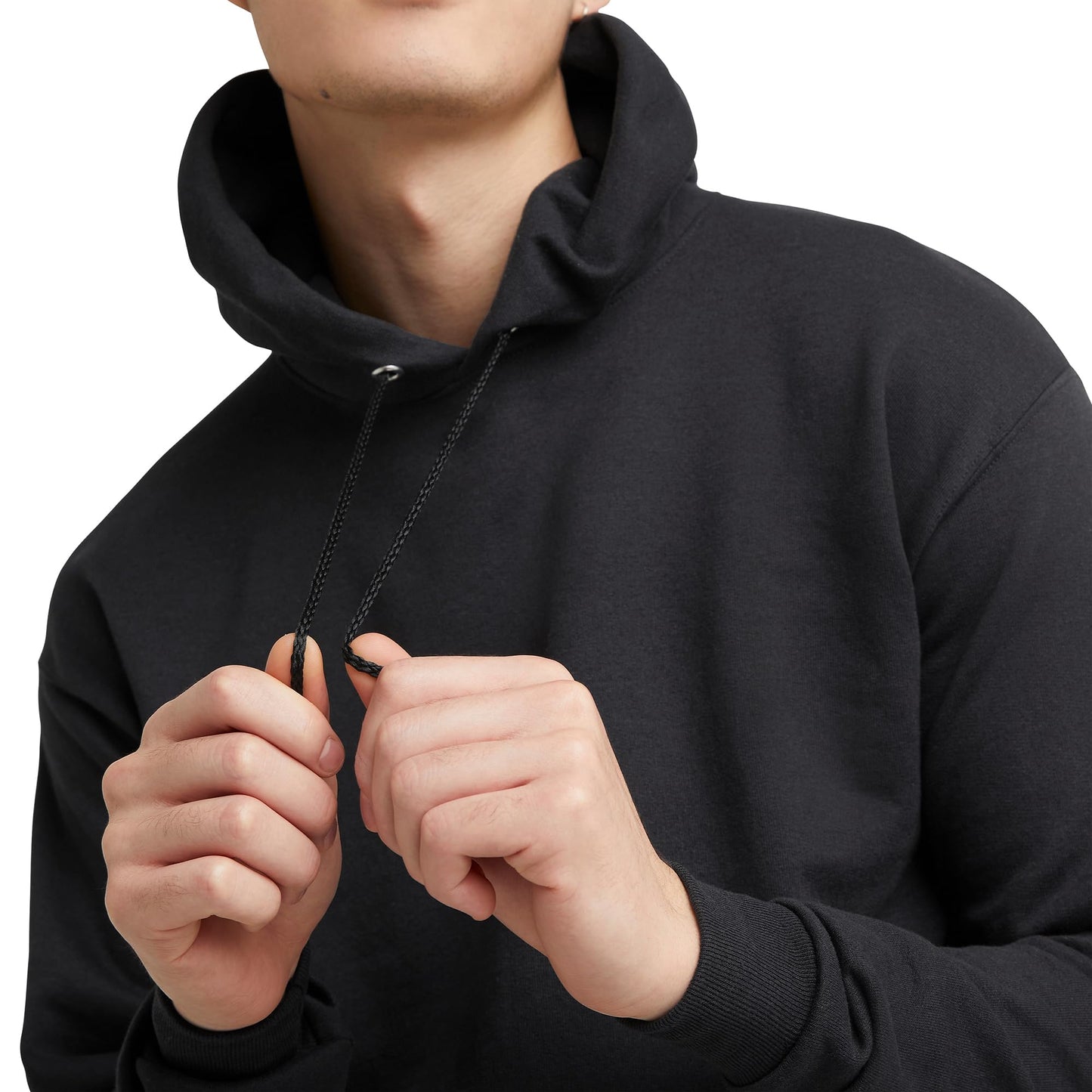 Hanes Men's Pullover EcoSmart Hooded Sweatshirt, Black, Large N0037