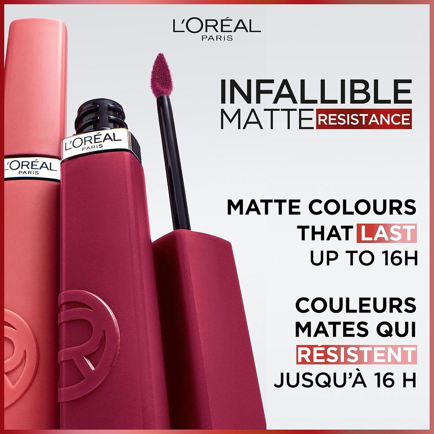 Lápiz labial líquido Infallible Matte Resistance de L'Oréal Paris, acabado mate en polvo e infundido con ácido hialurónico, 230 Shopping Spree