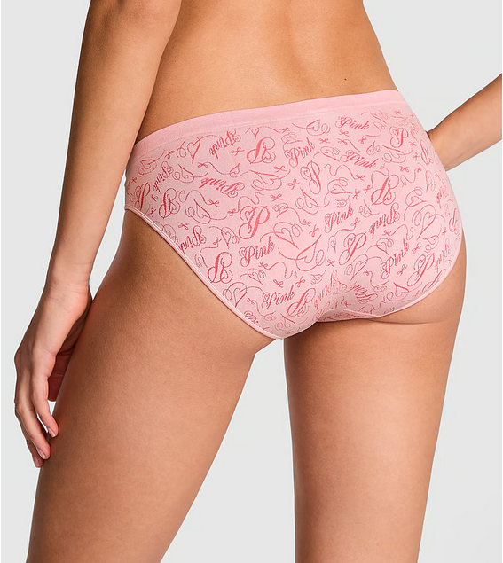 Seamless Bikini Panty (Angel Pink Love Script Print)