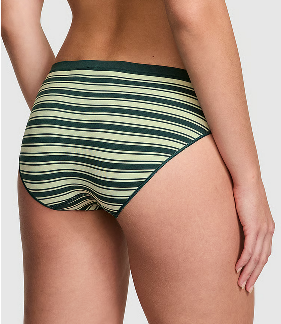 Seamless Bikini Panty (Smooth | Deep Forest Festive Stripe Print)