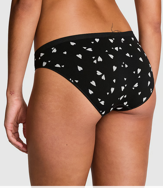 Seamless Bikini Panty (Smooth | Black Heart Print)