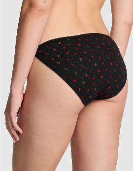 Cotton String Bikini Panty (Black Cherry Heart Print)