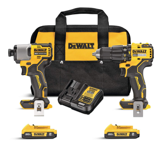 DEWALT DCK228D2 20V MAX Brushless Compact Cordless 1/2-in Hammer Drill & 1/4-in Impact Driver Kit