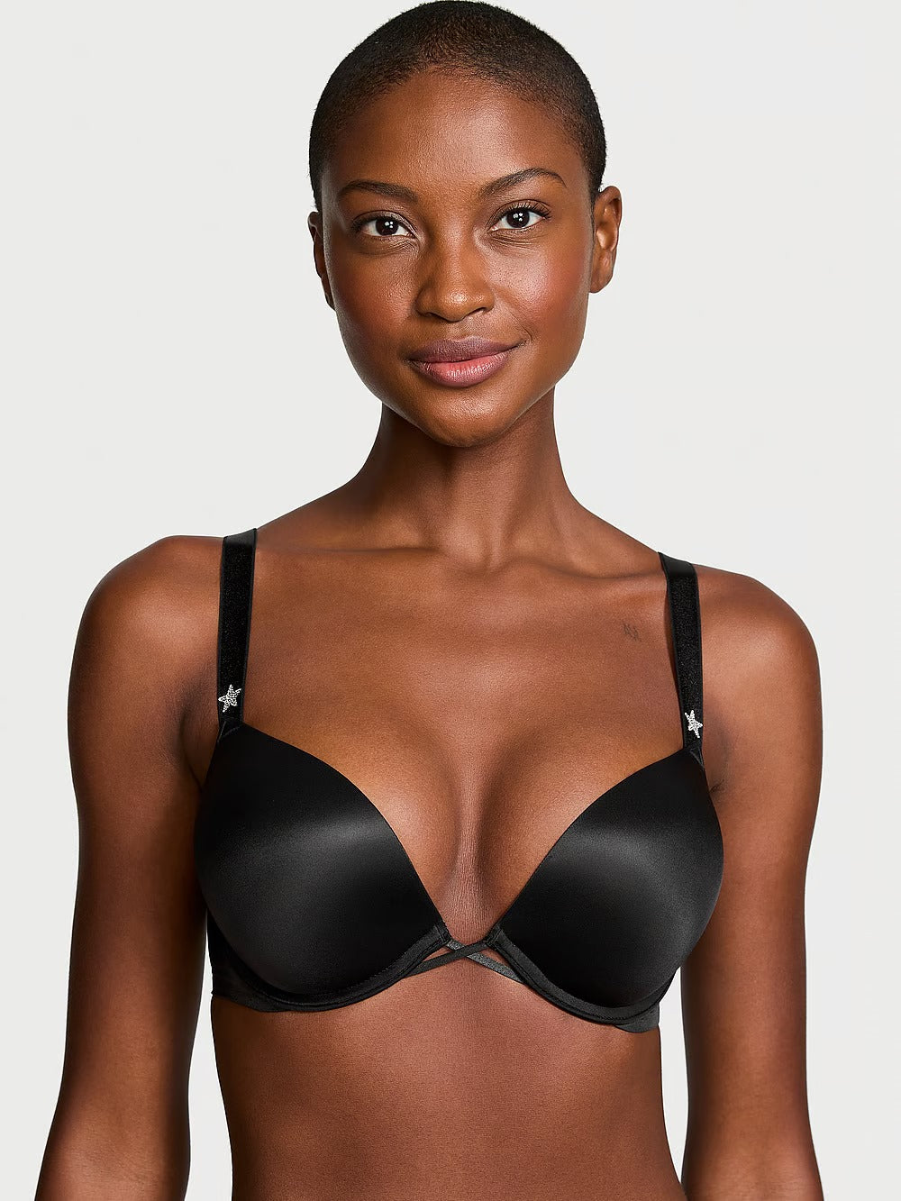 Victoria Secret Bombshell Add-2-Cups Starstruck Shine Push-Up Bra (Black Grey)