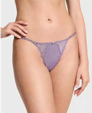 Lace-Trim Adjustable V-String Panty