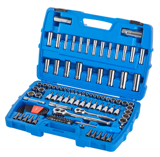 Mastercraft Socket Set, 128-pc, SAE / Metric, CRV, Nickel-Chrome Plating