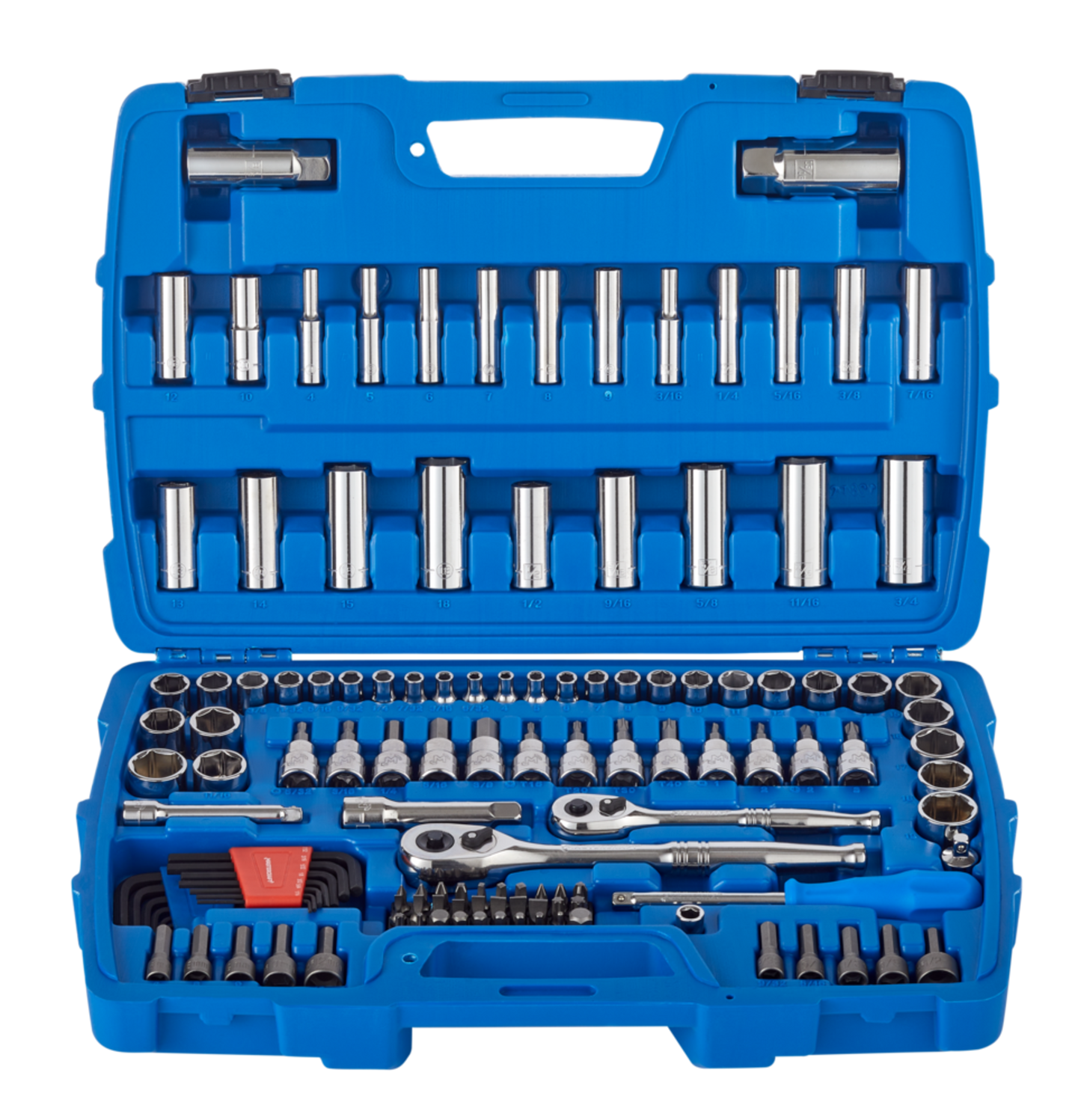 Mastercraft Socket Set, 128-pc, SAE / Metric, CRV, Nickel-Chrome Plating