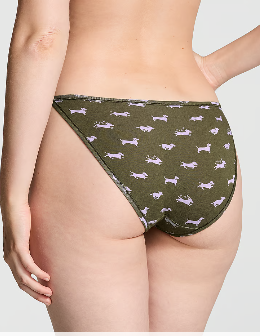 Cotton String Bikini Panty (Causal New Olive Dog Print)